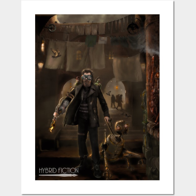 Steampunk Man and His Robot Friend Wall Art by HybridFiction